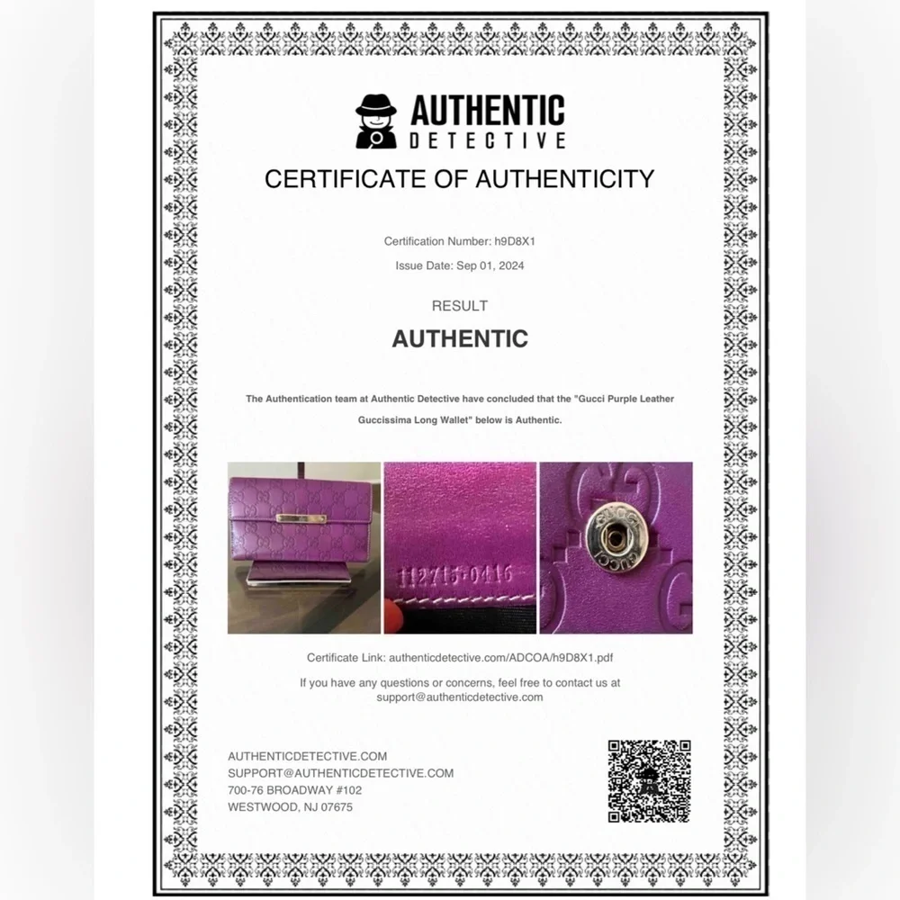 Authentic PURPLE LEATHER GUCCISMA LONG WALLET - Picture 14 of 14